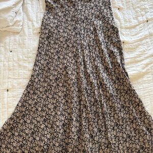 Zara Black and Cream Floral A-Line Skirt